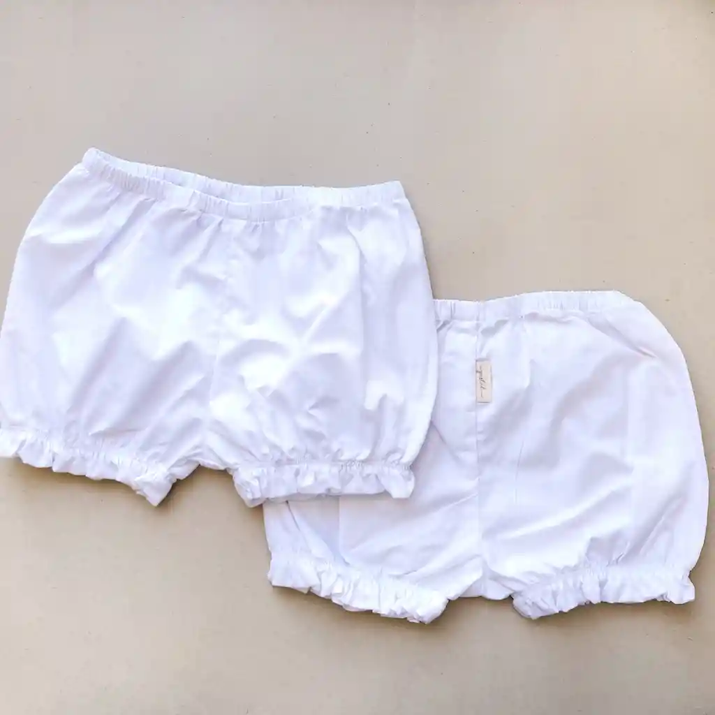 Ropa De Bebé. Bombacho / Cubre Pañal, Short Blanco Algodón 6m