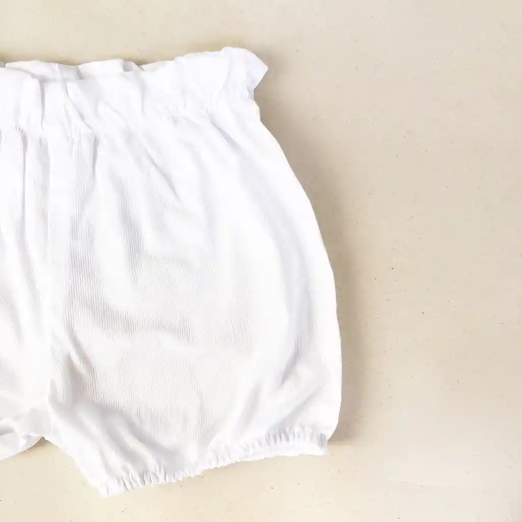 Ropa De Bebé. Bombacho / Cubre Pañal, Short Blanco 6 M