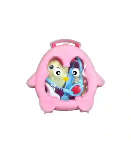 Kit Set De Doctor Odontólogo Maleta Pingüino Búho Juguete Rosado