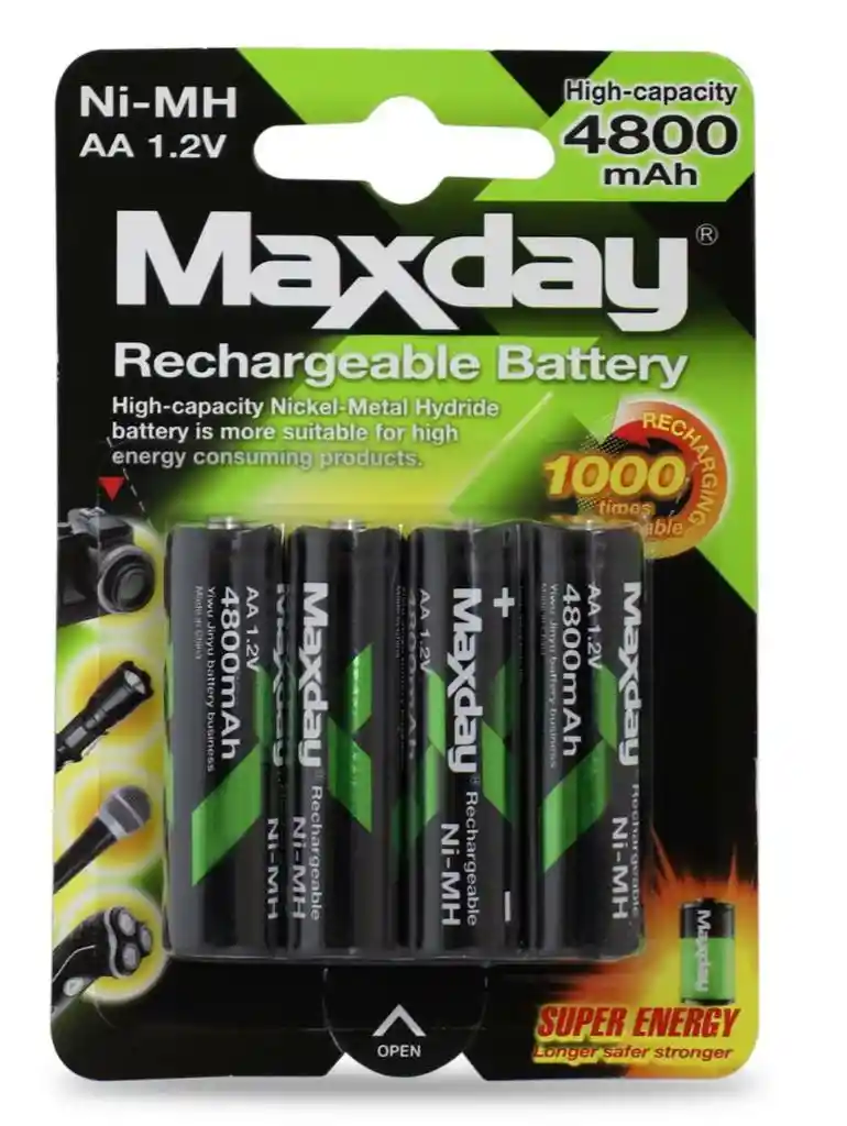 Pilas Recargables Aa Maxday De Alto Rendimiento