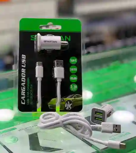 Cargador De Carro 3.1a Con 2 Puertos Usb Tipo C Rápido