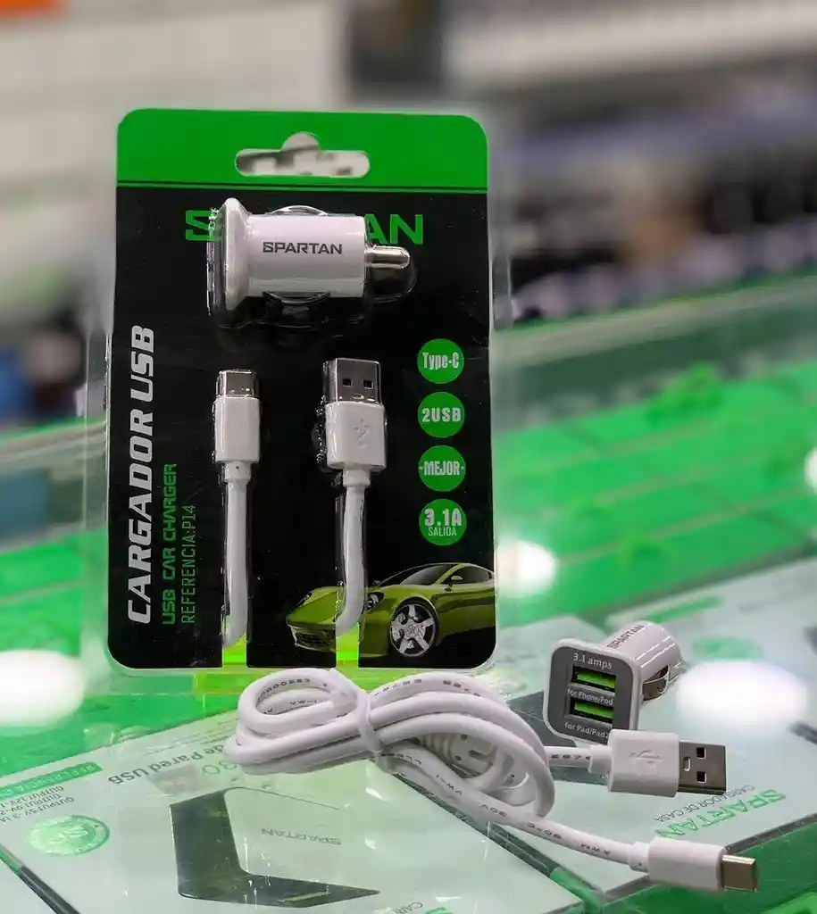 Cargador De Carro 3.1a Con 2 Puertos Usb Tipo C Rápido