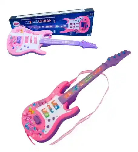 Guitarra Rock Juguete Luces Sonidos Instrumento Musical Niño