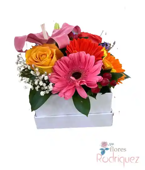 Lirios, Gerberas, Rosas Caja De Flores