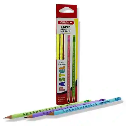 Caja De Lapiz Grafito Hb No 2 Offiesco Oe150 Cuerpo Tonos Pastel X 12 Und