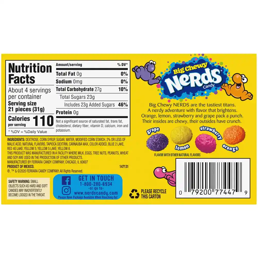 Nerds Big Chewy Caramelo Masticable 120g