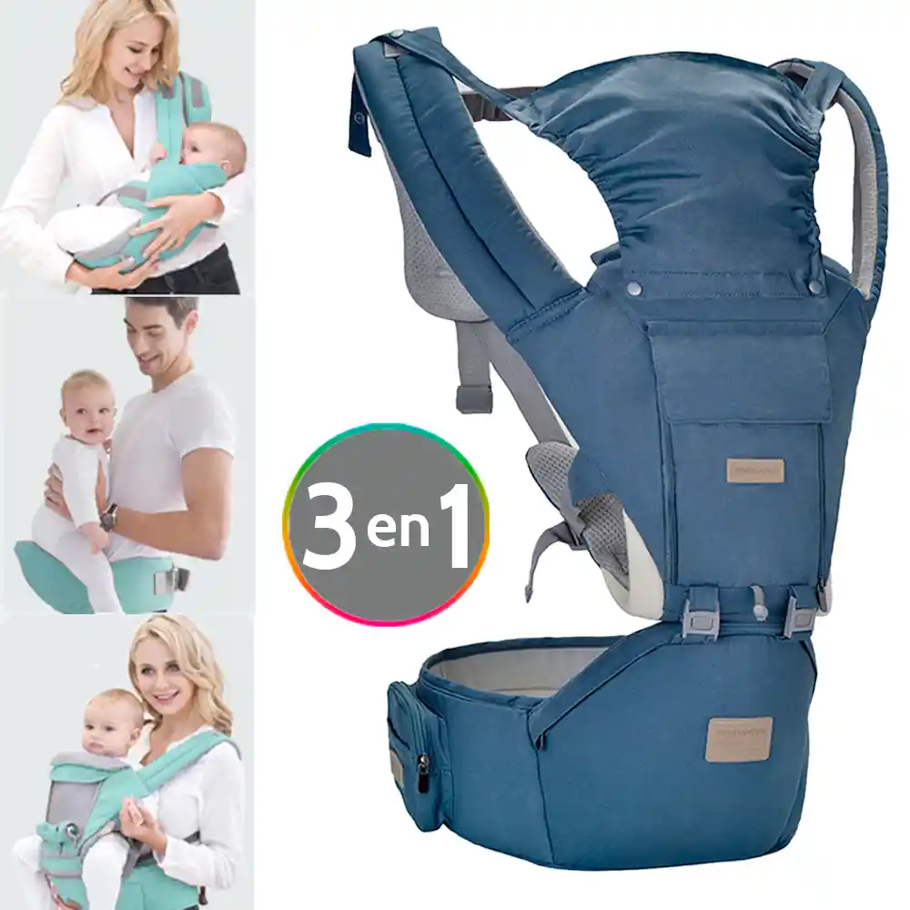 Cargador Canguro Silla Bebé 3 En 1 Ergonómico Azul