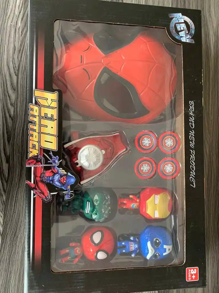 Avengers Hero Attack Set Mascara ,lanza Tazos Y Muñecos