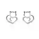 Aretes Para Mujer Gato Fabricados En Plata 925