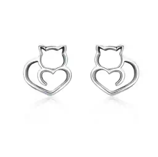 Aretes Para Mujer Gato Fabricados En Plata 925