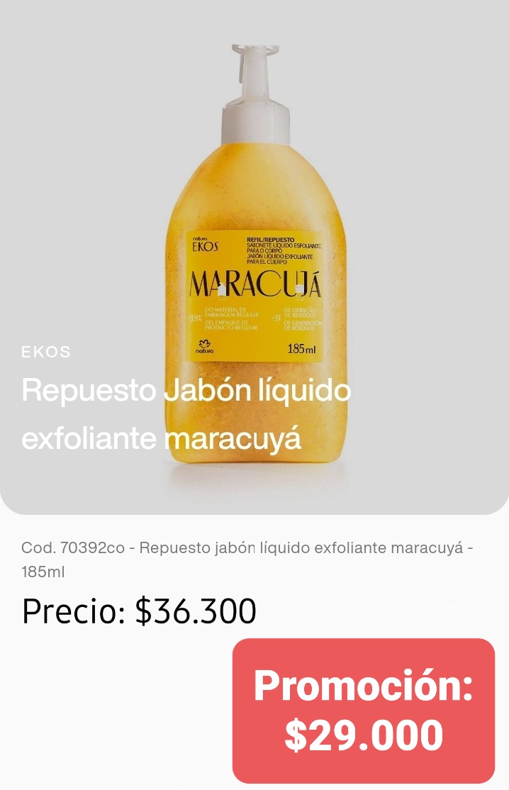 repuesto jabon liquido exFoliante maracuya - Rappi