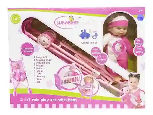 Kit 4 En 1 De Bebé Coche Cuna Y Silla Con Accesorios