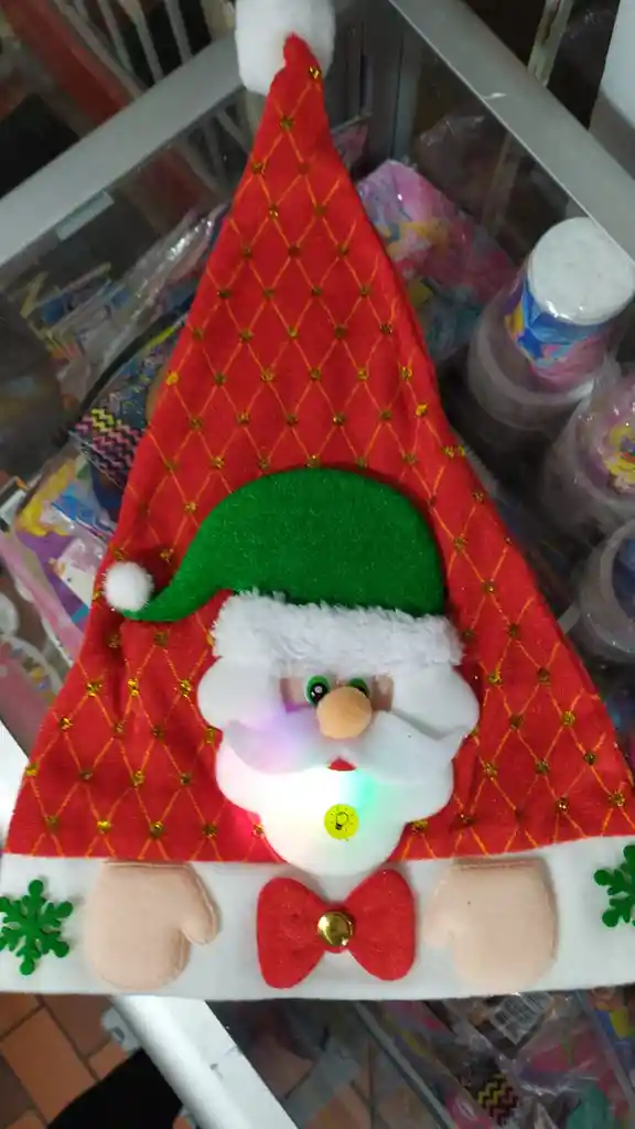 Gorro Rojo Navideño De Papá Noel Con Luz