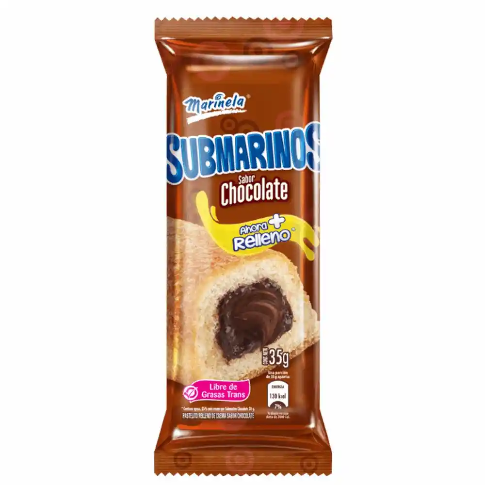 Submarinos Pastelito Relleno con Crema Sabor a Chocolate