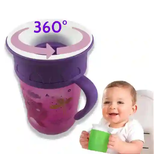 Vaso Entrenador 360 Para Bebe Con Manijas Morado