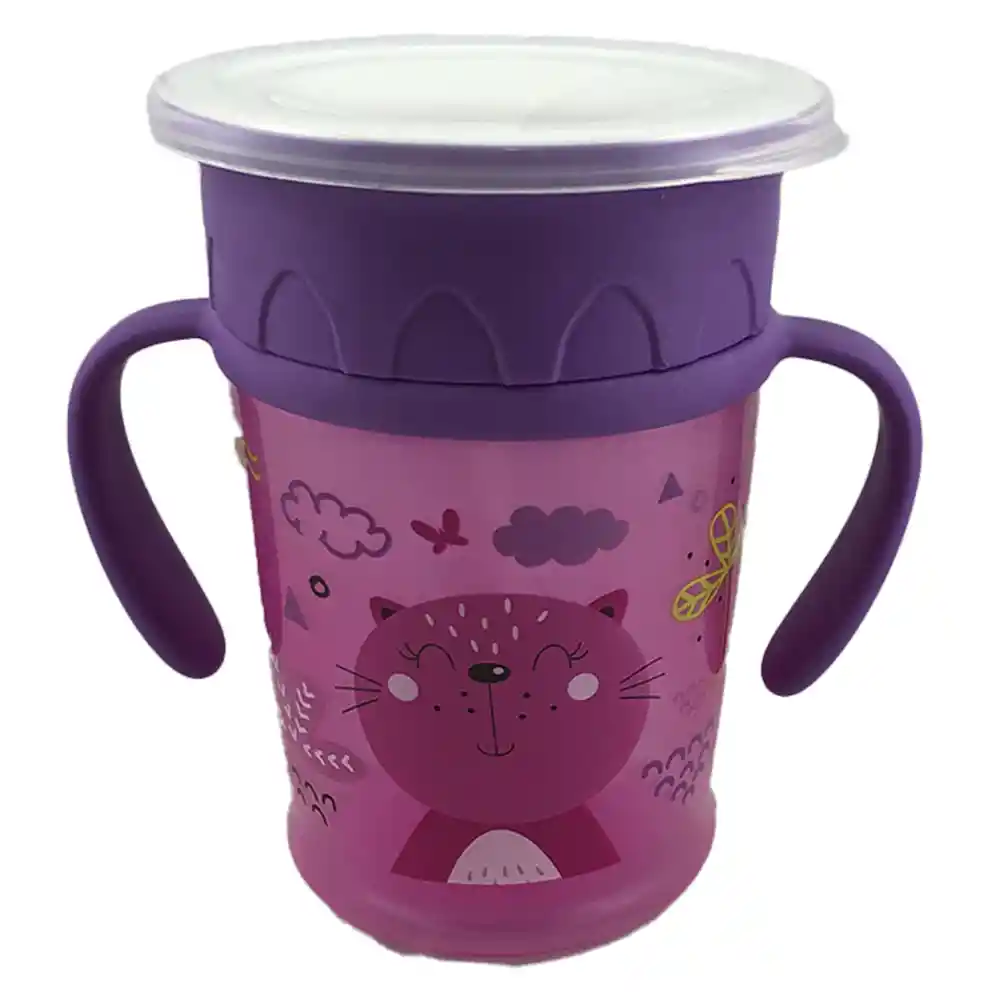 Vaso Entrenador 360 Para Bebe Con Manijas Morado