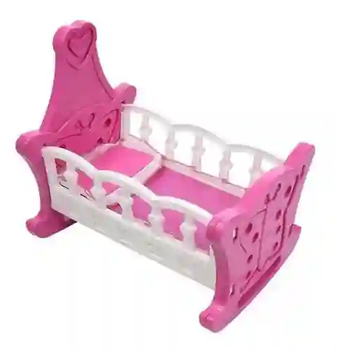 Cuna Cunita Para Muñeca Incluye Lencería 50 Cm Largo Rosada/blanco