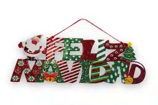 Letrero Navideño Feliz Navidad Para Colgar 40x14cm