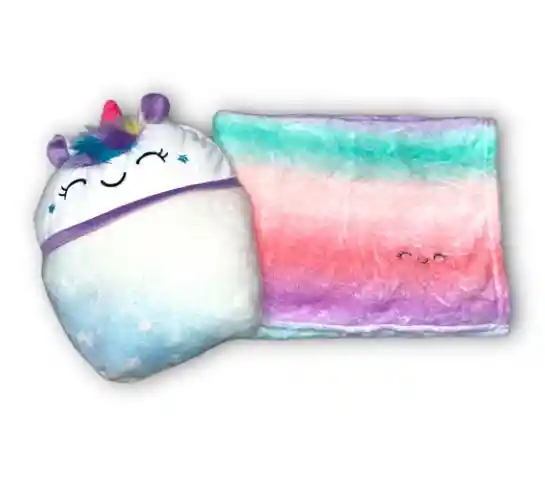 Peluche Cojin Con Cobija Unicornio