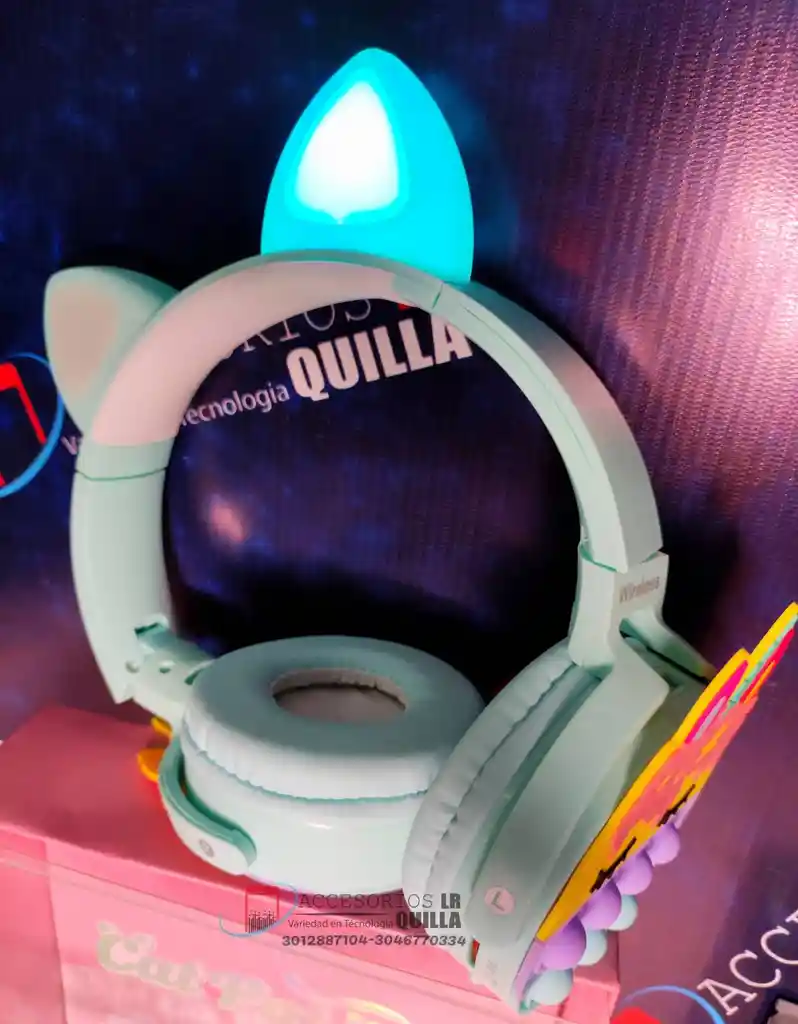 Audífonos Diademas Bluetooth Cat Unicornio Rgb