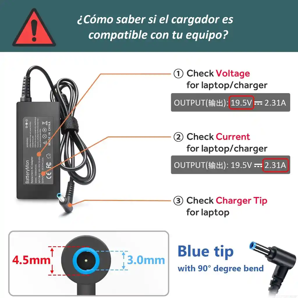 Cargador Hp Punto Azul Pavilion Genérico Hp 15-dw2046la 19.5v 2.31a 45w