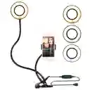 Aro De Luz Con Clip Soporte Flexible 360º Con Luz Led 3 Tonos Negro