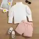 Conjunto Falda/short Rosada Y Blusa Manga Larga 3 Años