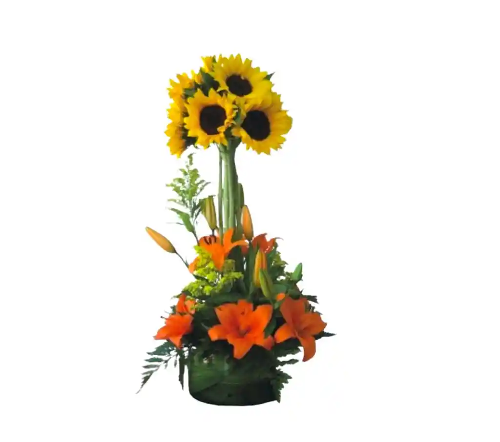 Arreglo Florar De Lirios Y Girasoles.