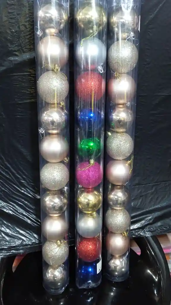 10 Bolas De Navidad Colores Variados En Tubo De 7cm (en El Tubo Vienen Escarchadas, Opacas Y Brillantes).