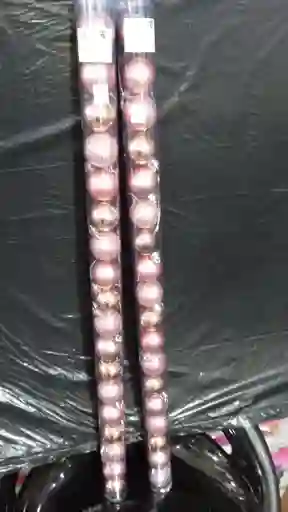 18 Bolas De Navidad Color Oro Rosa (en El Tubo Vienen Escarchadas, Opacas Y Brillantes).