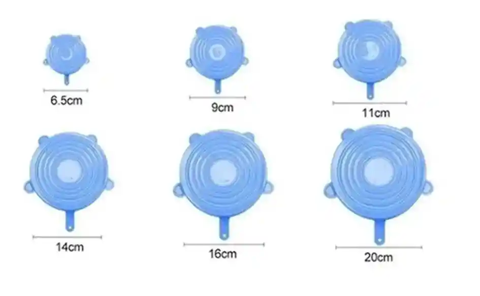 Tapas De Silicona Multiusos Set 6 Pz Alimentos Recipientes