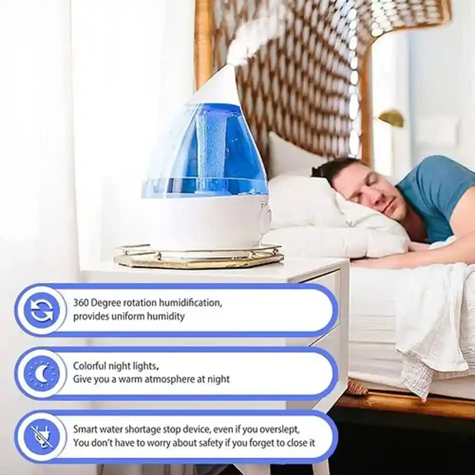 Humidificador Difusor Aromas 3 Litros Luces Led + Esencia