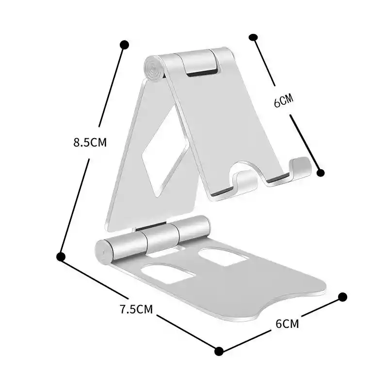 Soporte Base Celular Aluminio Escritorio Mesa Doble Eje V4 Plata