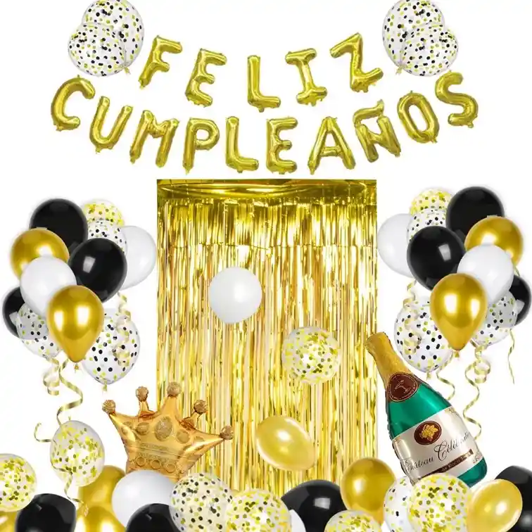 Globos Cumpleaños Decoración Kits De Decoraciones De Fiesta Negro Y Dorado 48 Pcs