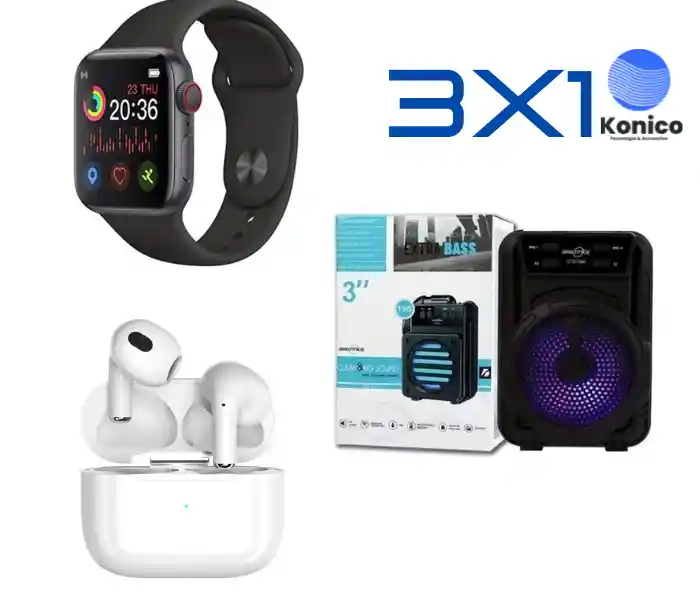 Combo 3x1 Reloj Inteligente + Audifonos Bluetooth + Parlante