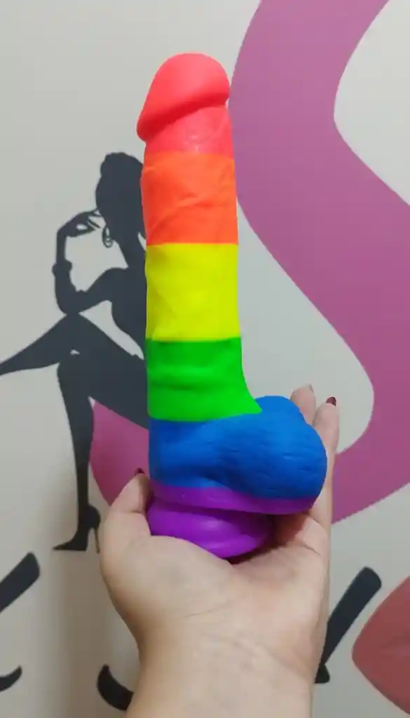 Dildo O Consolador De Silicona Arcoiris Con Chupa, Webcam, Consolador Arcoiris