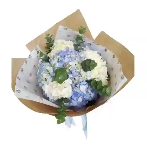 Flores De Hortensias Azules En Bouquet