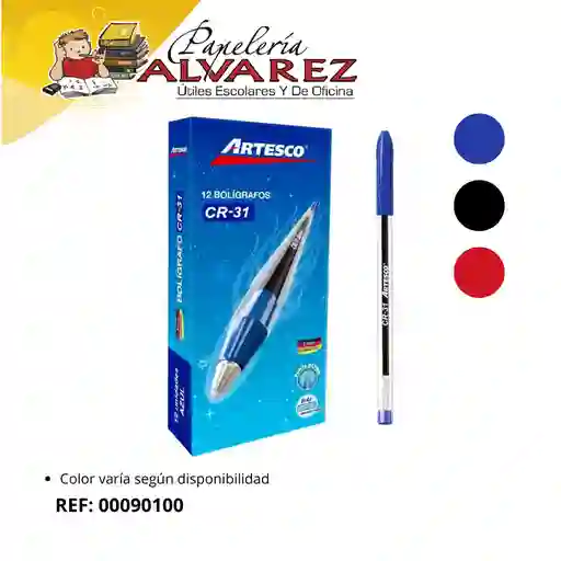 Lapicero Artesco Cr31 - Tinta Seca Azul Y Roja