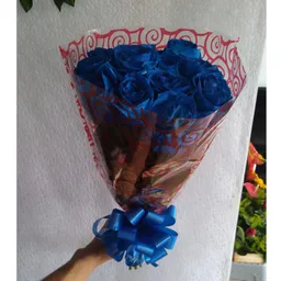 12 Rosas Azules En Bouquet