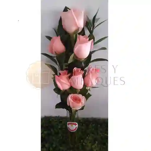 7 Rosas Rosadas En Solitario