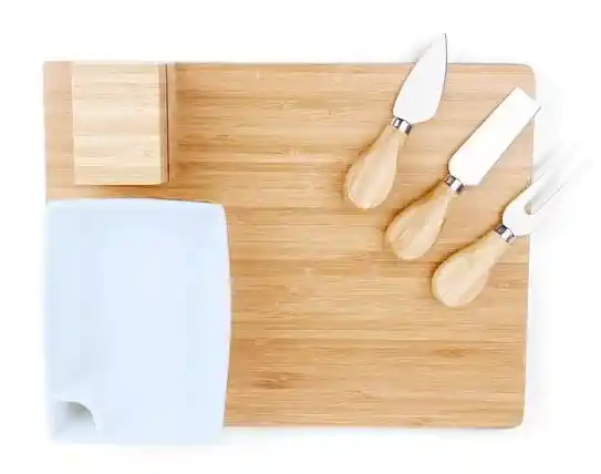 Tabla Para Quesos Bambú Con Palas Y Salcera. Para Anchetas