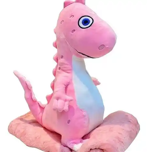 Peluche Cojin Cobija Dinosaurio Rosa