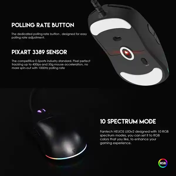 Mouse Gamer Dpi Ajustable 7 Botones Fantech Ux3 V2