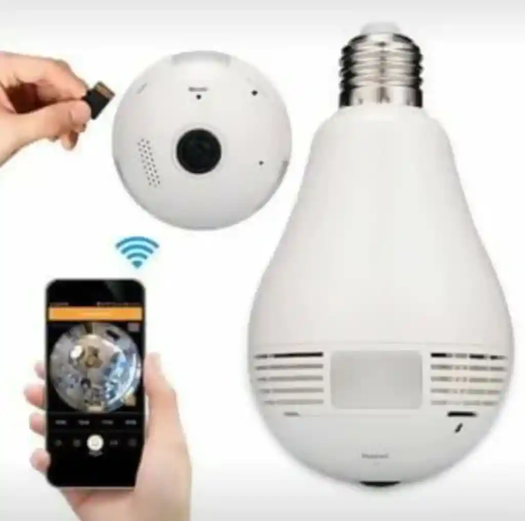 Camara Bombillo Espia App En El Celular Control Luz Micro Sd