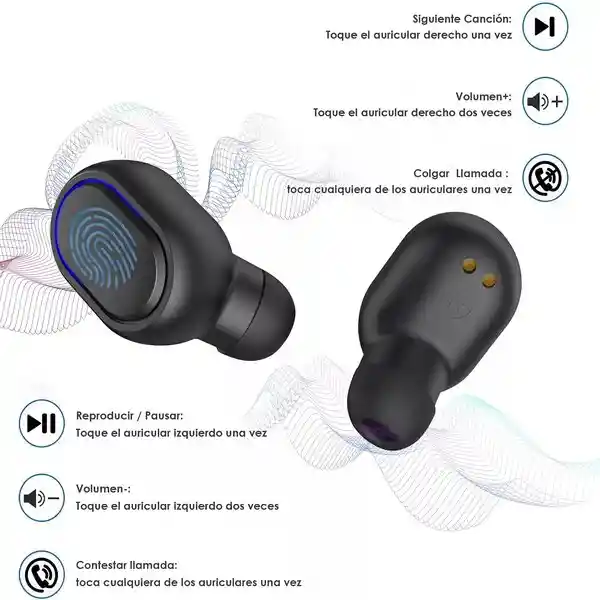 Audífonos Earbuds Bluetooth Manos Libres Negros Aut114