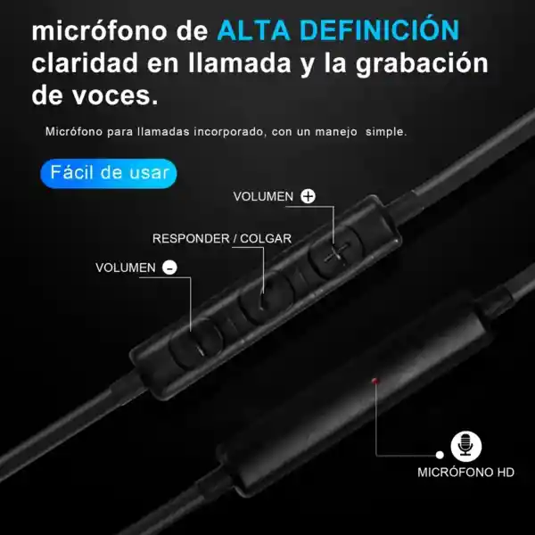 Audífonos Manos Libres Con Micrófono In-ear 3.5mm Negros Aut111