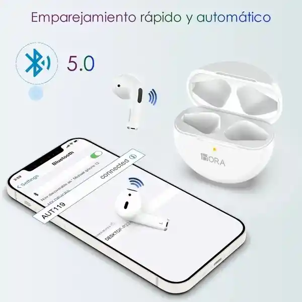 Audífonos Earbuds Bluetooth Manos Libres Color Blanco Aut119