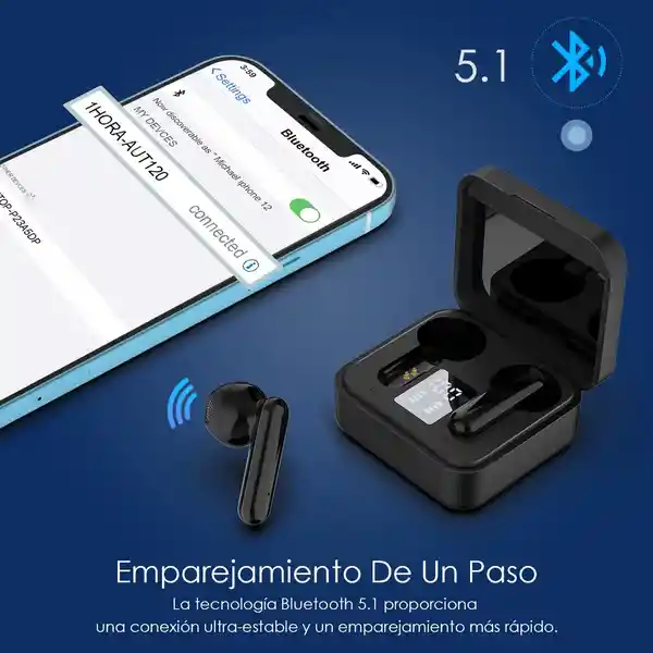 Audífonos Earbuds Bluetooth Manos Libres Negros Aut120