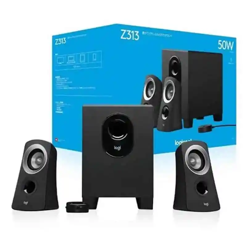 Sistema De Sonido Logitech Z313, Altavoces 2.1 Potente Y Equilibrado Voltaje 110v Color Negro