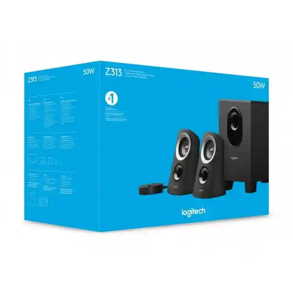 Sistema De Sonido Logitech Z313, Altavoces 2.1 Potente Y Equilibrado Voltaje 110v Color Negro